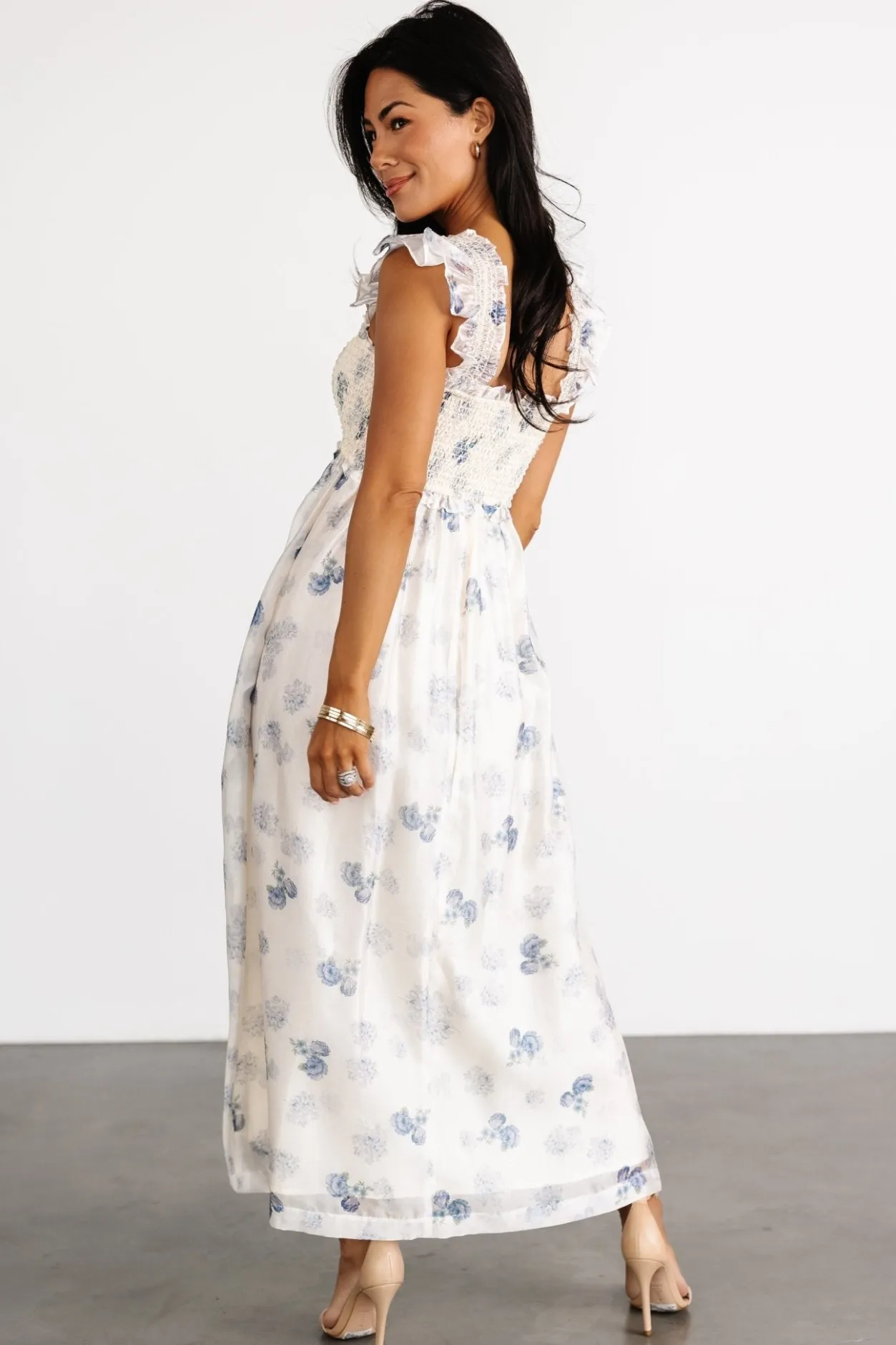 Outlet Baltic Born Phoebe Midi Dress | Cream + Blue Floral Cream+BlueFloral