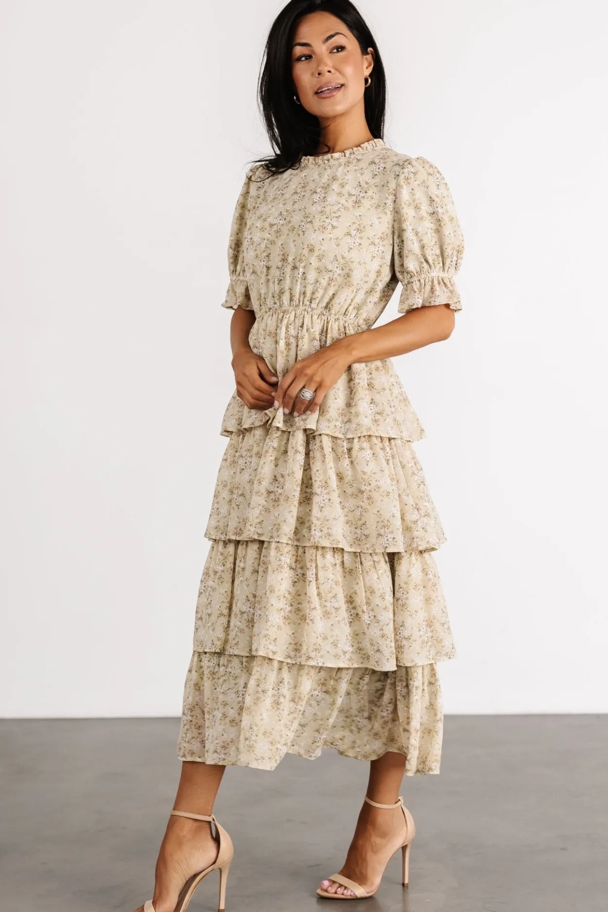 Clearance Baltic Born Pia Tiered Midi Dress | Light Sage Floral LightSageFloral