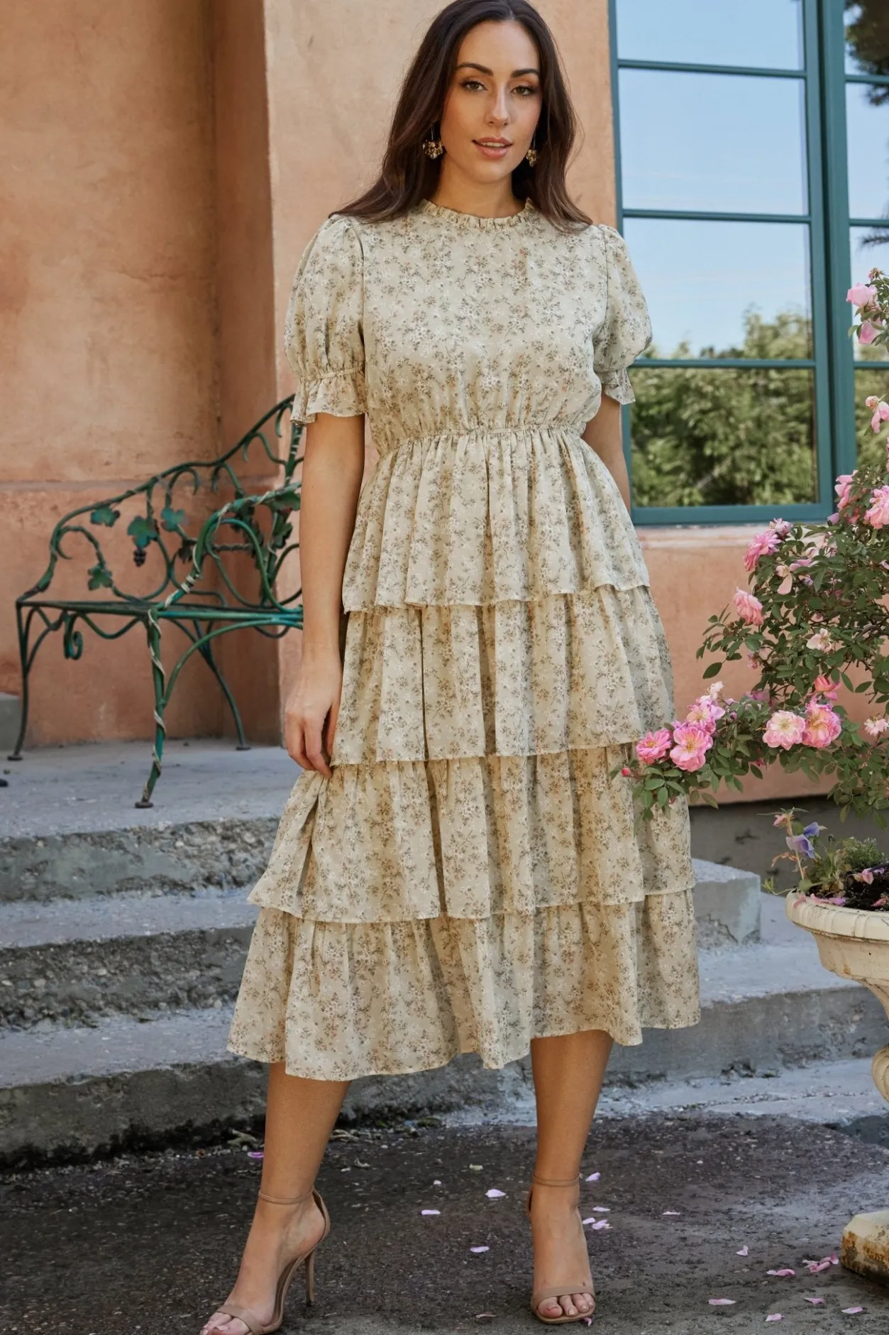 Clearance Baltic Born Pia Tiered Midi Dress | Light Sage Floral LightSageFloral