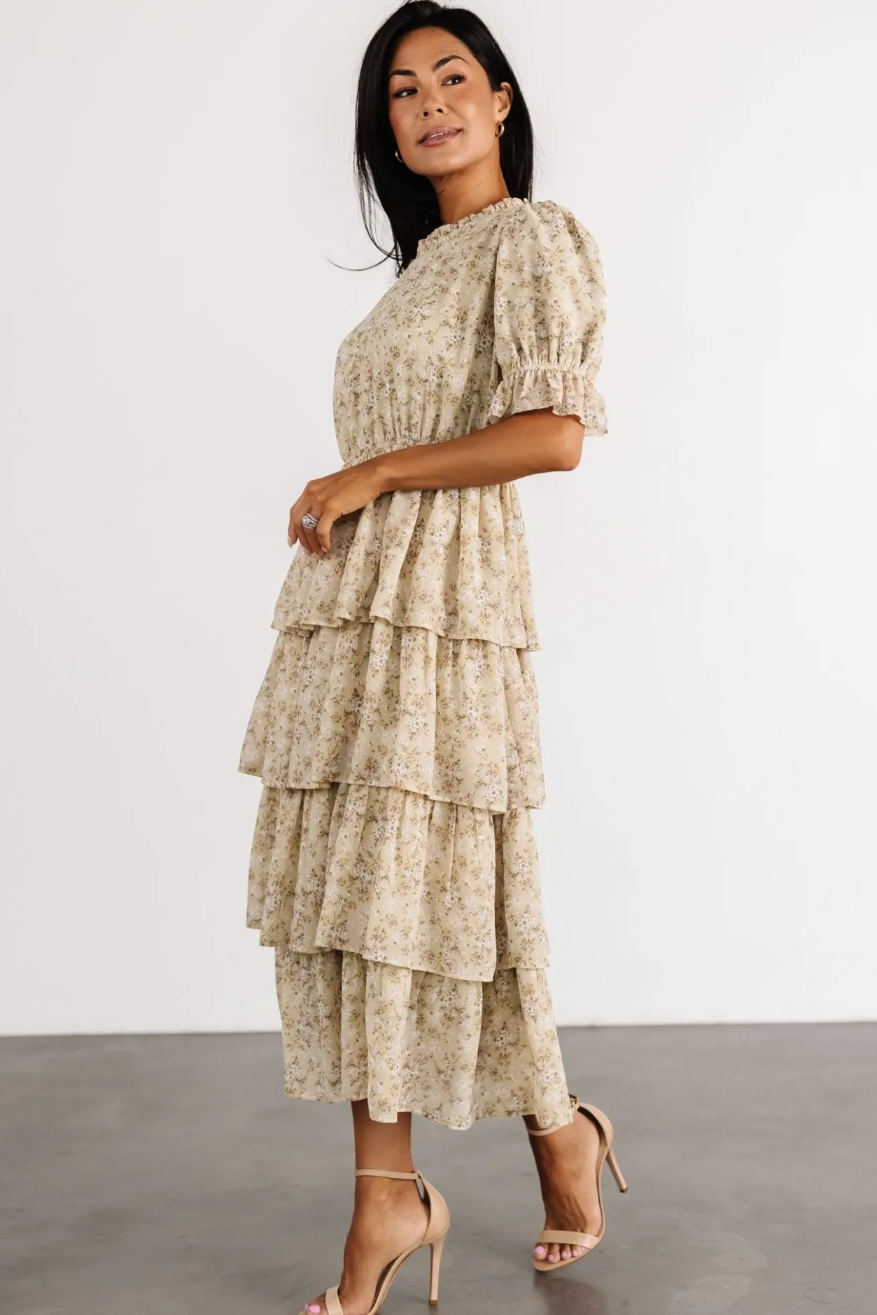 Clearance Baltic Born Pia Tiered Midi Dress | Light Sage Floral LightSageFloral