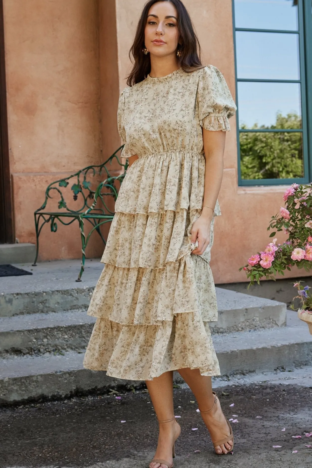 Clearance Baltic Born Pia Tiered Midi Dress | Light Sage Floral LightSageFloral
