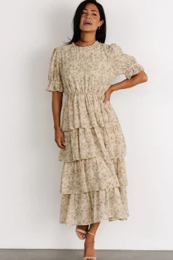 Clearance Baltic Born Pia Tiered Midi Dress | Light Sage Floral LightSageFloral