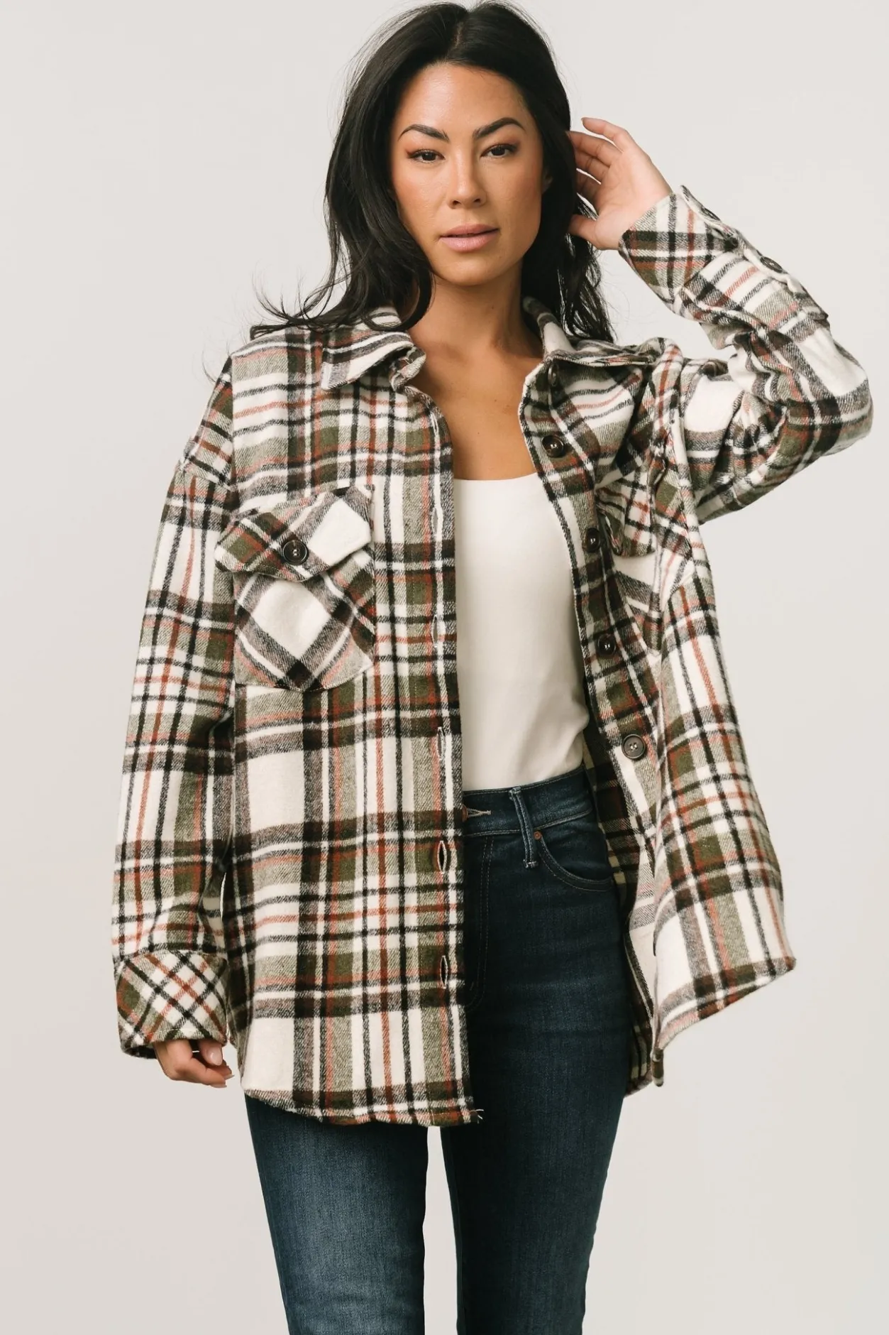 Sale Baltic Born Polson Plaid Shacket | Ivory Multi IvoryMulti