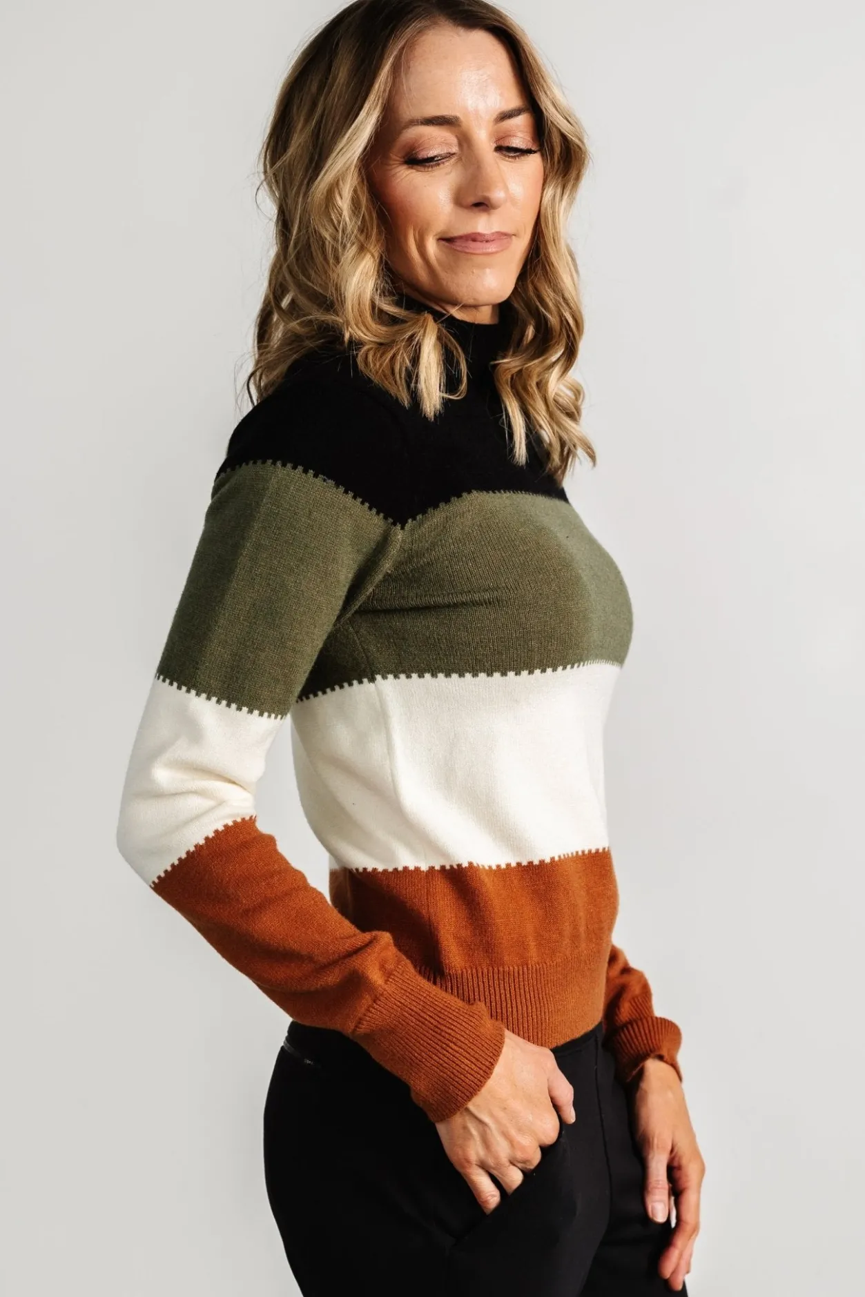 Outlet Baltic Born Porter Color Block Sweater | Black Multi BlackMulti