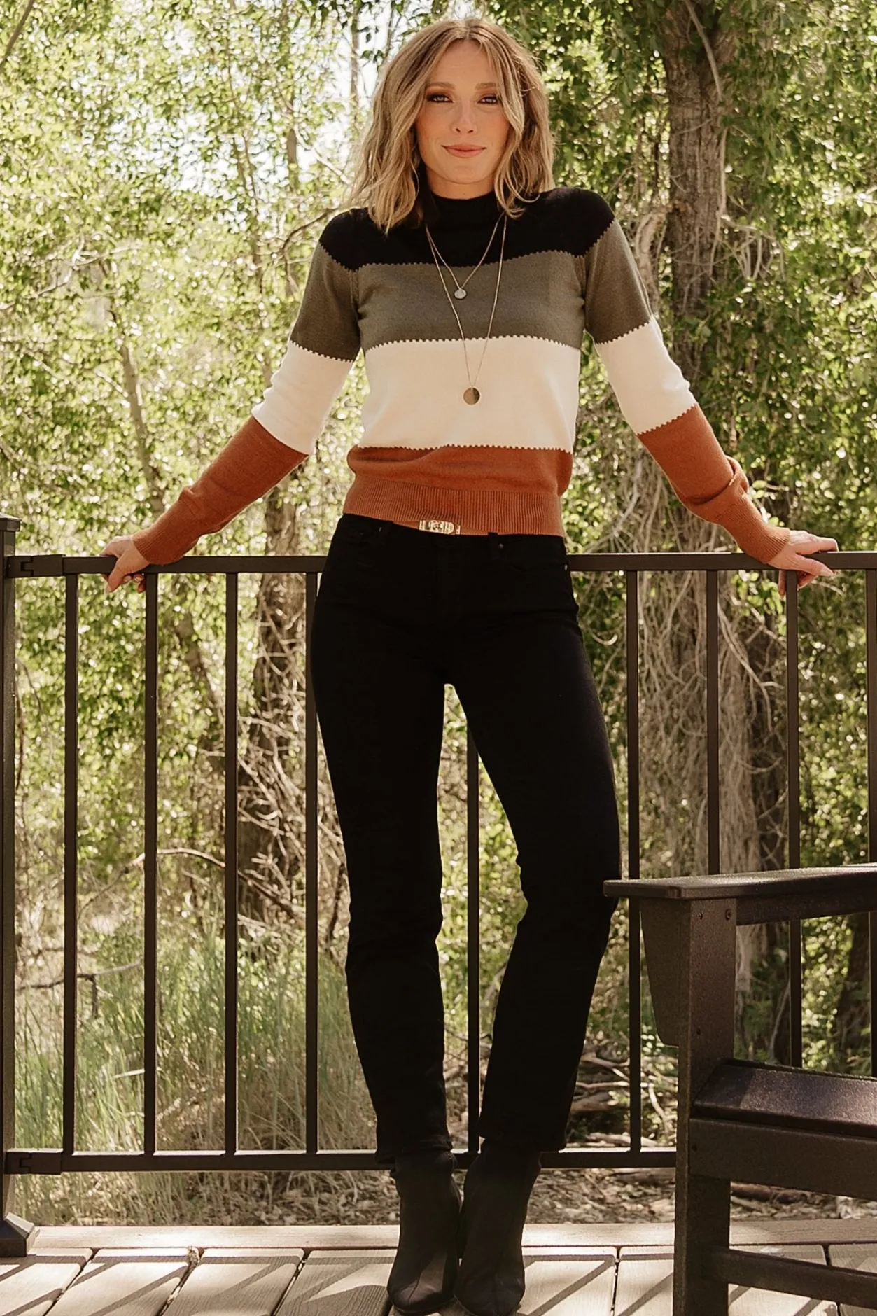 Outlet Baltic Born Porter Color Block Sweater | Black Multi BlackMulti