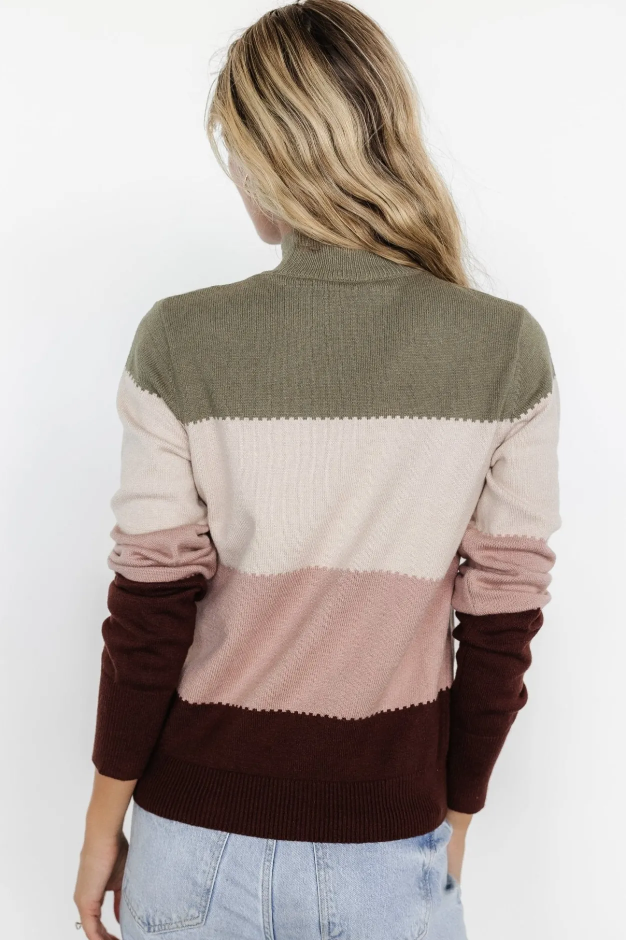 New Baltic Born Porter Color Block Sweater | Olive Multi OliveMulti