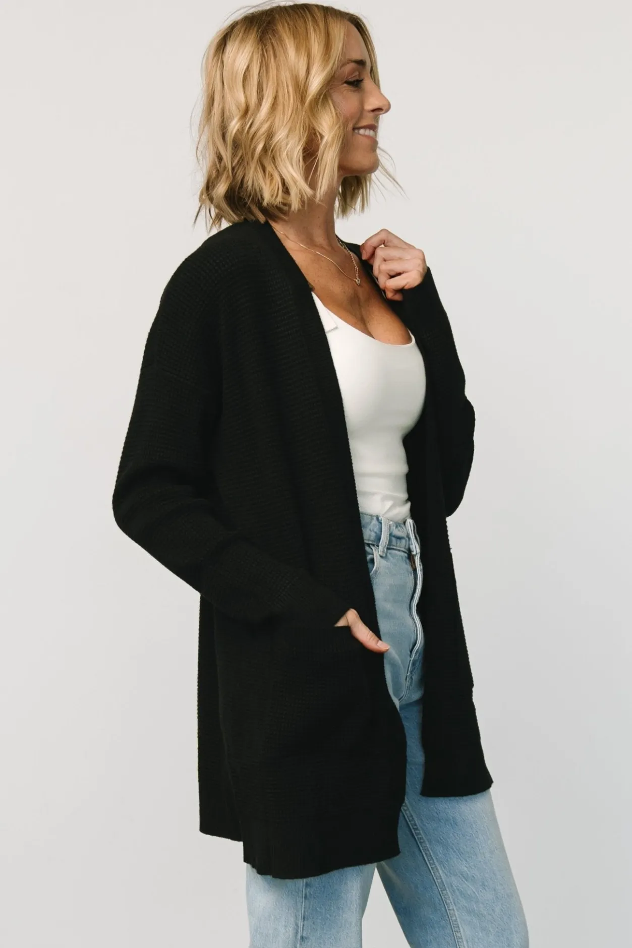 Best Baltic Born Portsmouth Waffle Cardigan | Black