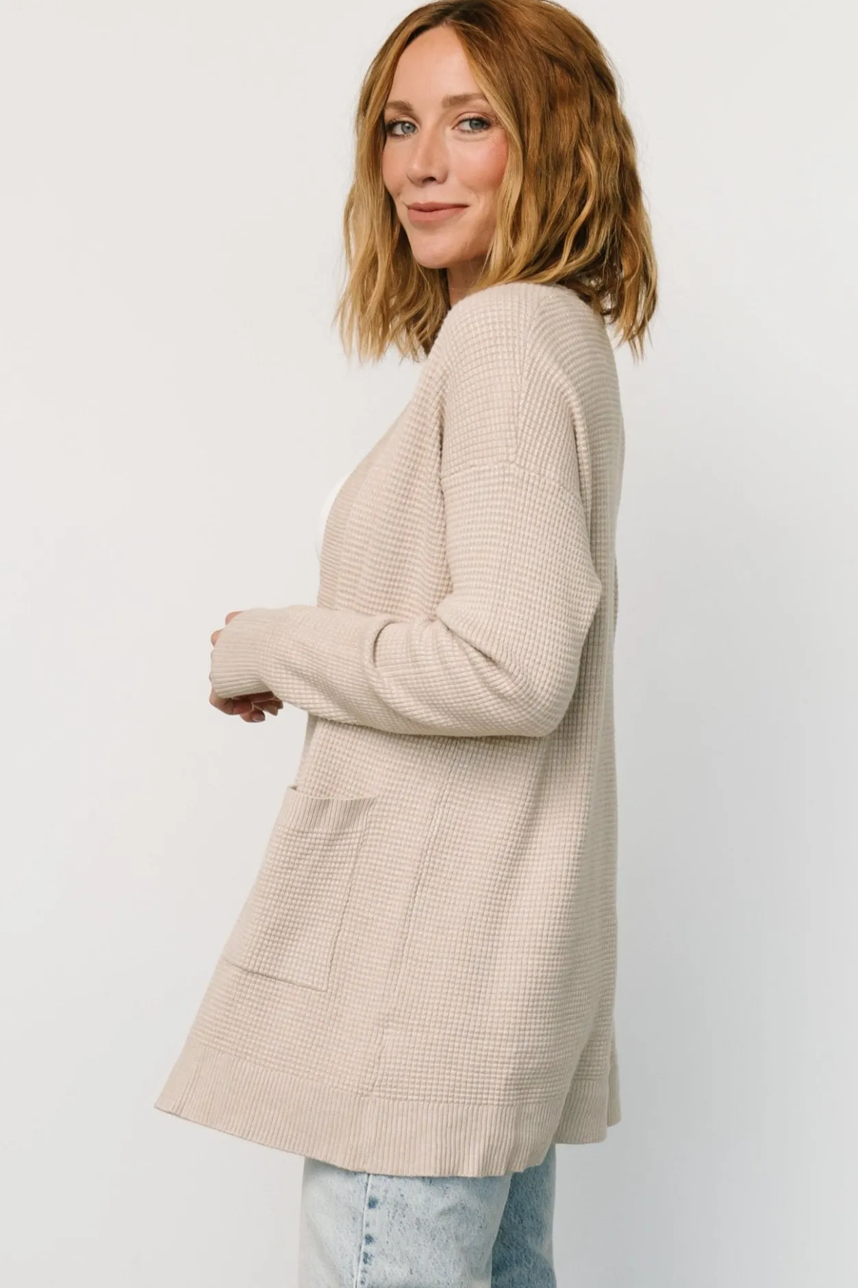 Clearance Baltic Born Portsmouth Waffle Cardigan | Oatmeal