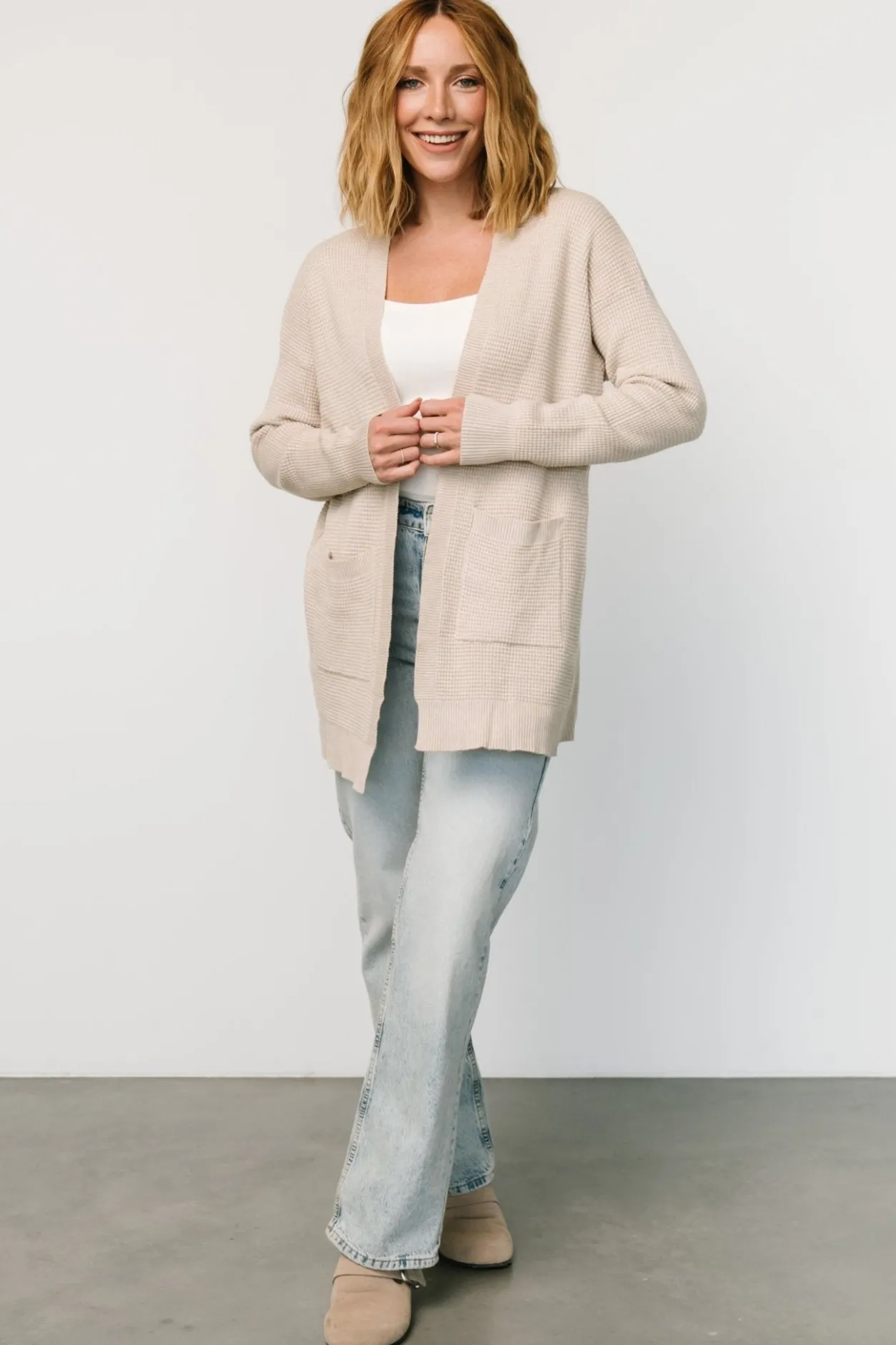 Clearance Baltic Born Portsmouth Waffle Cardigan | Oatmeal