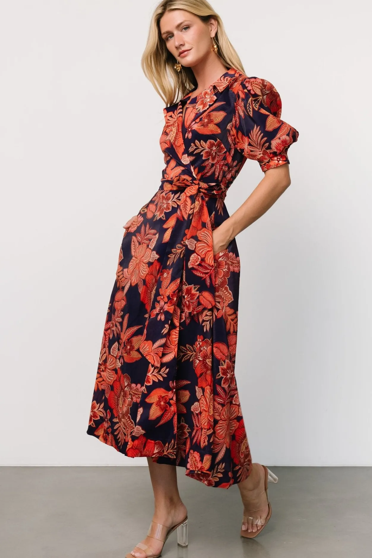 Outlet Baltic Born Potenza Wrap Dress | Navy + Rust Navy+Rust