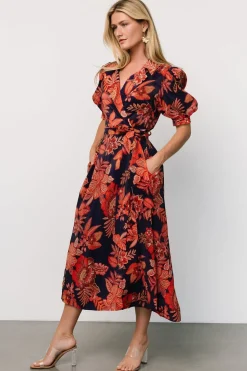 Outlet Baltic Born Potenza Wrap Dress | Navy + Rust Navy+Rust