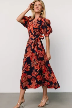 Outlet Baltic Born Potenza Wrap Dress | Navy + Rust Navy+Rust