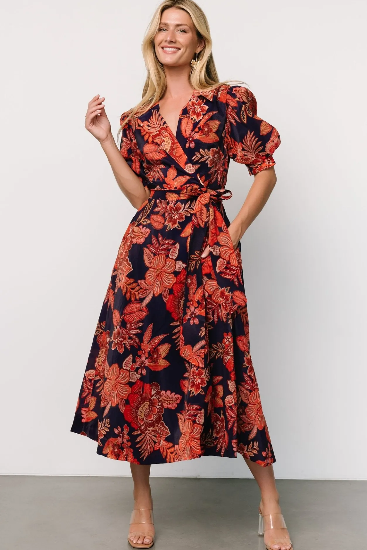 Outlet Baltic Born Potenza Wrap Dress | Navy + Rust Navy+Rust