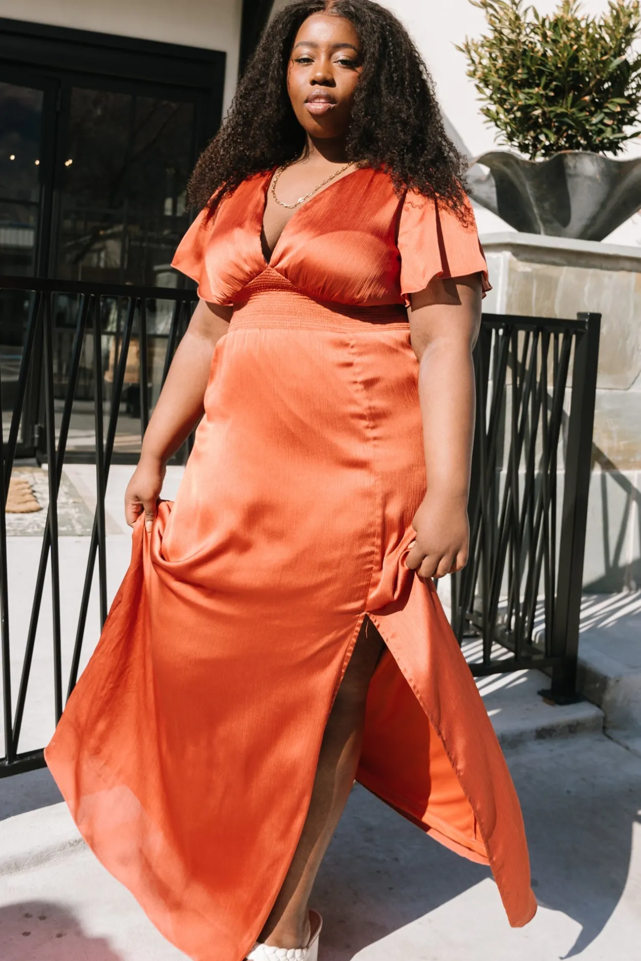Discount Baltic Born Prague Satin Maxi Dress | Rust