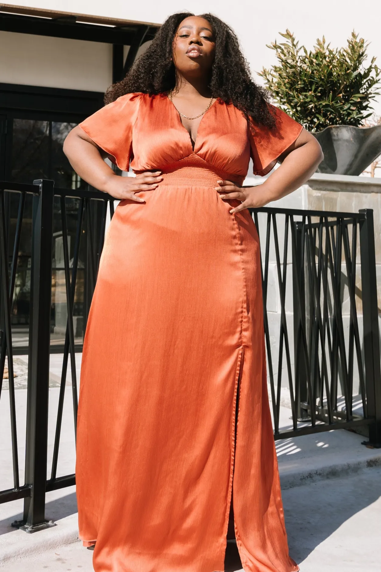 Discount Baltic Born Prague Satin Maxi Dress | Rust