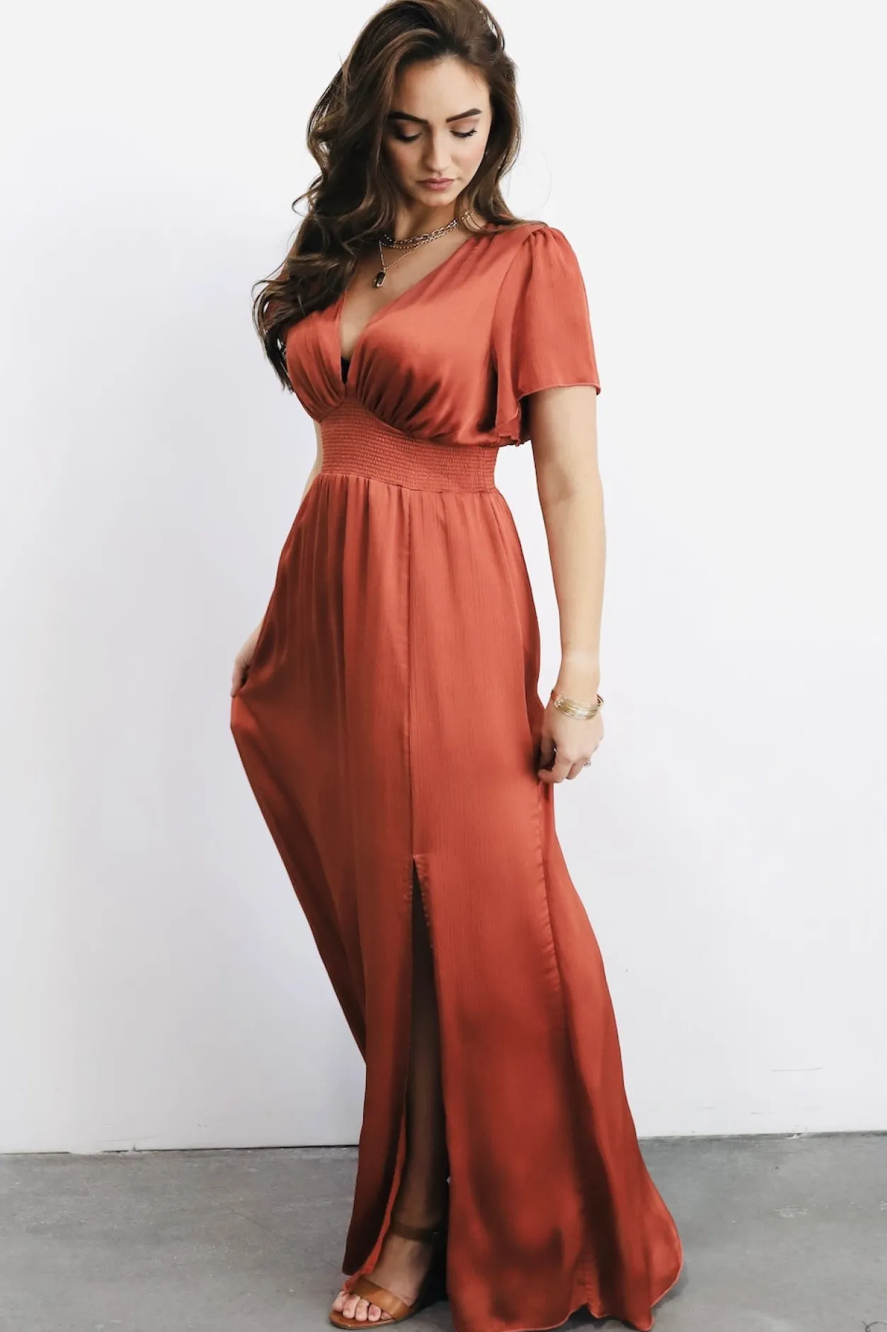 Discount Baltic Born Prague Satin Maxi Dress | Rust