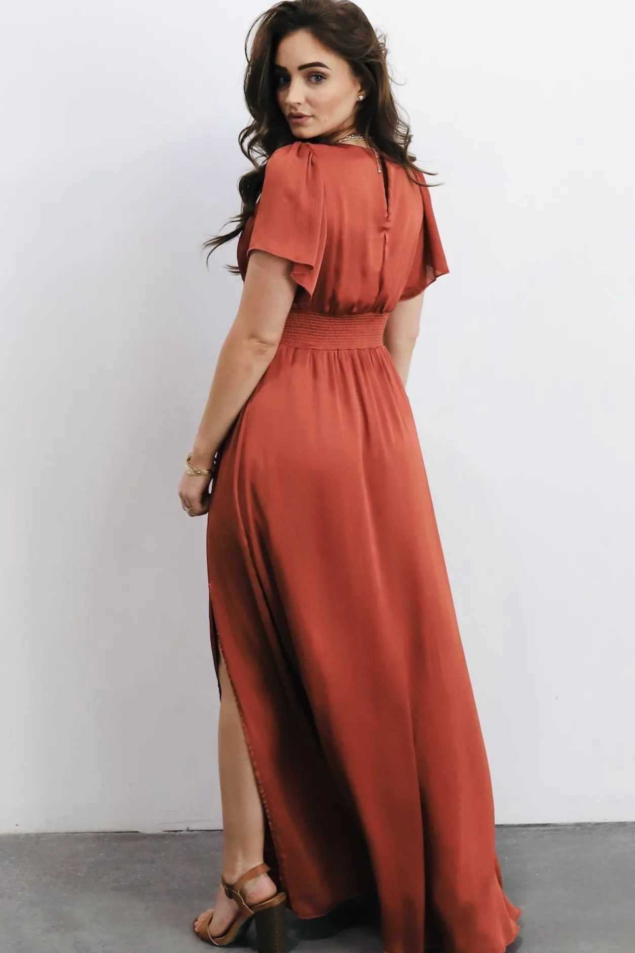 Discount Baltic Born Prague Satin Maxi Dress | Rust
