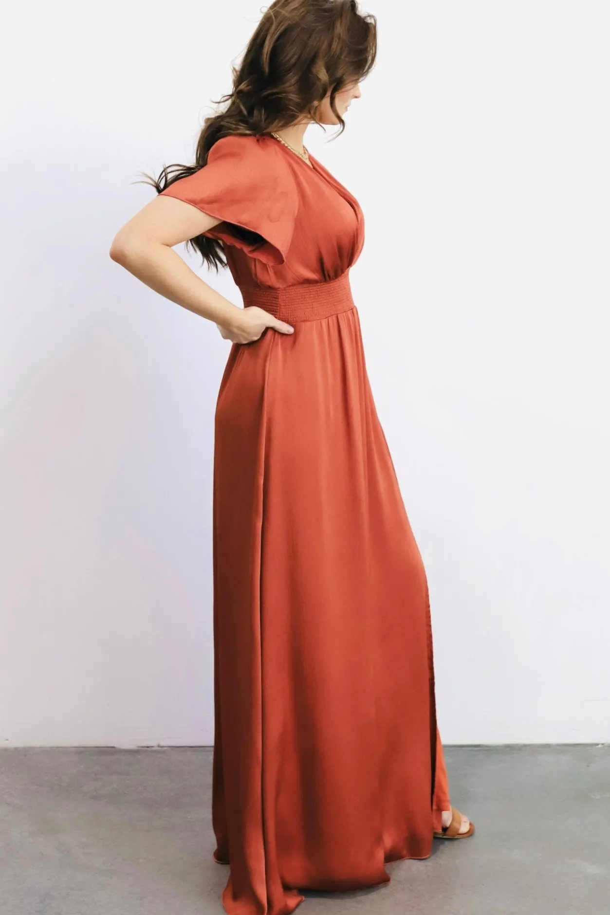Discount Baltic Born Prague Satin Maxi Dress | Rust