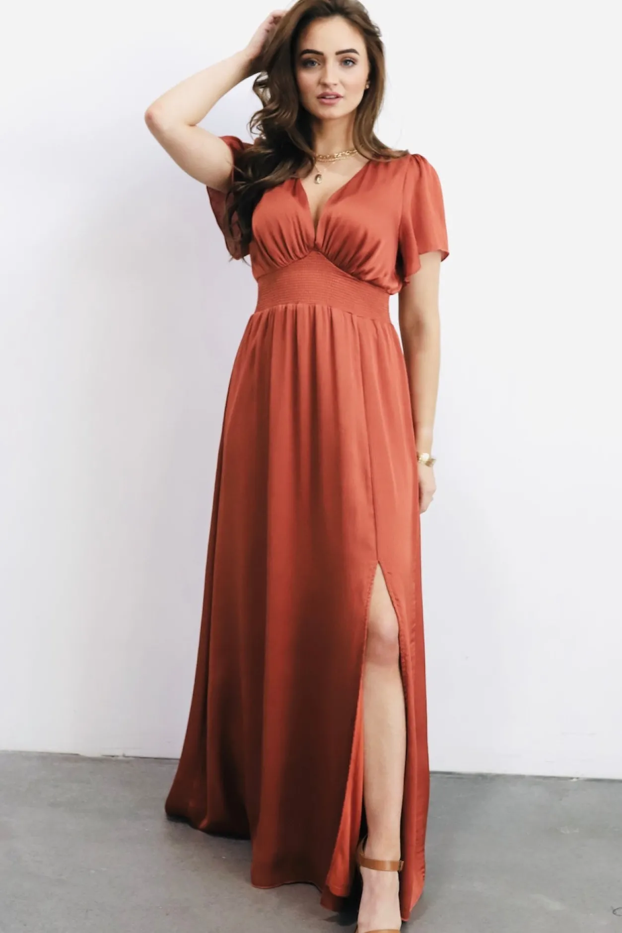 Discount Baltic Born Prague Satin Maxi Dress | Rust