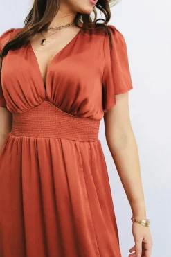 Discount Baltic Born Prague Satin Maxi Dress | Rust