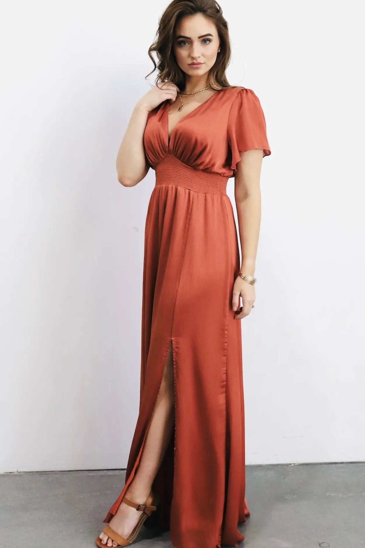 Discount Baltic Born Prague Satin Maxi Dress | Rust