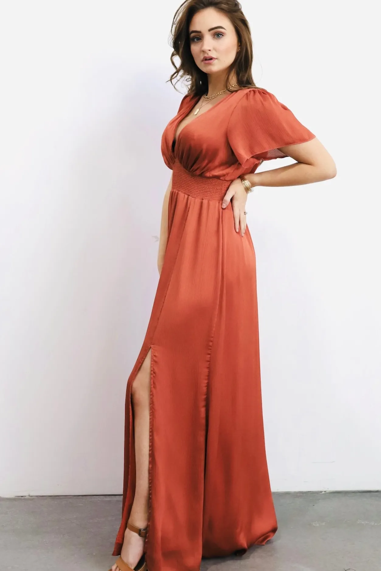 Discount Baltic Born Prague Satin Maxi Dress | Rust