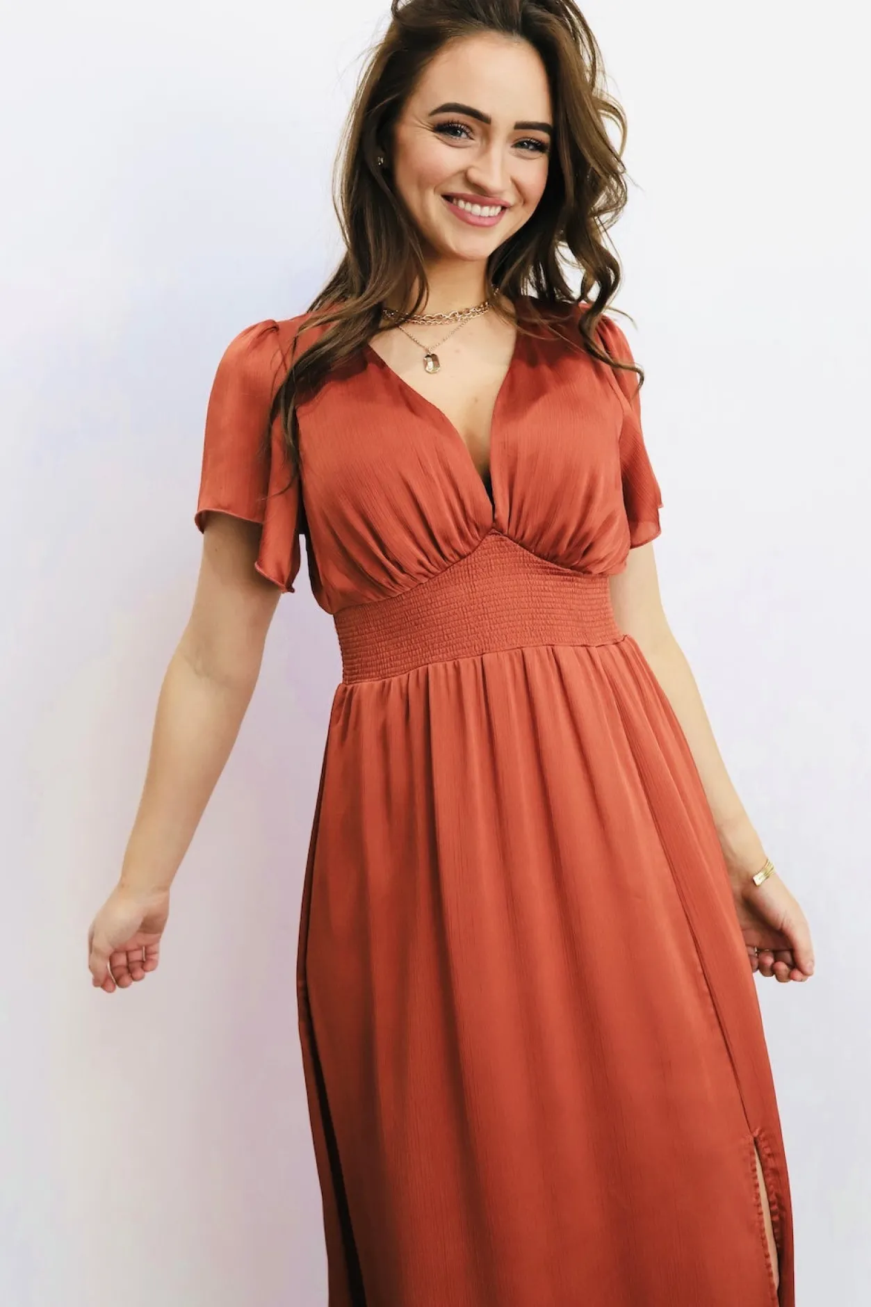 Discount Baltic Born Prague Satin Maxi Dress | Rust