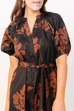 Online Baltic Born Prescott Midi Dress | Black + Brown Floral Black+BrownFloral