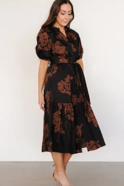 Online Baltic Born Prescott Midi Dress | Black + Brown Floral Black+BrownFloral