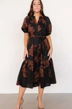Online Baltic Born Prescott Midi Dress | Black + Brown Floral Black+BrownFloral