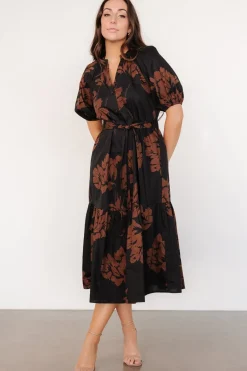 Online Baltic Born Prescott Midi Dress | Black + Brown Floral Black+BrownFloral