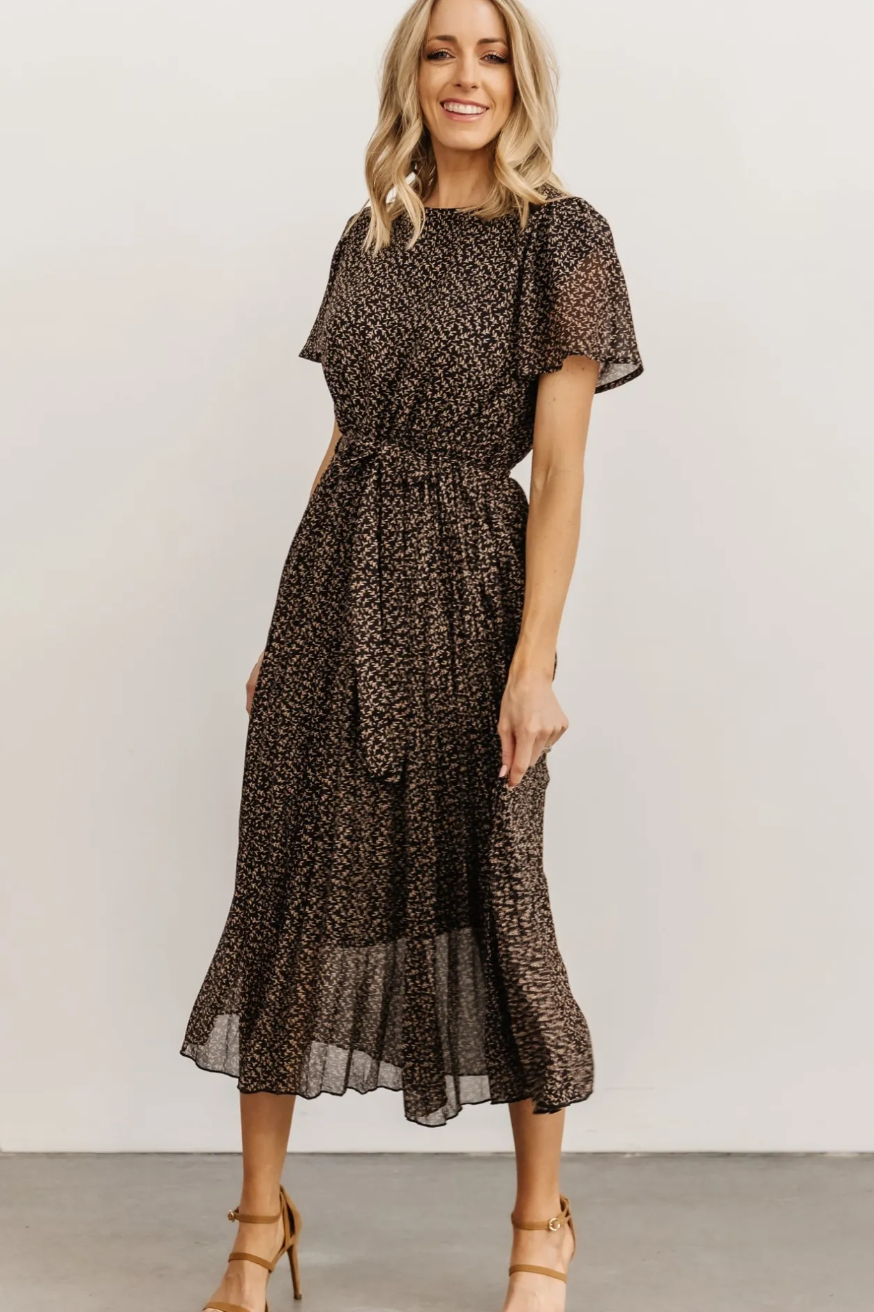 Outlet Baltic Born Prim Pleated Dress | Black Print BlackPrint