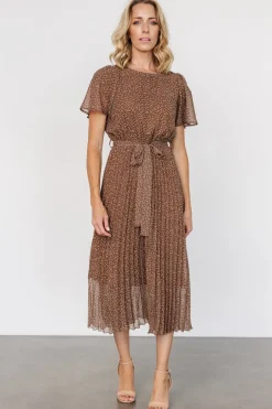 Online Baltic Born Prim Pleated Dress | Dusty Brown Print DustyBrownPrint