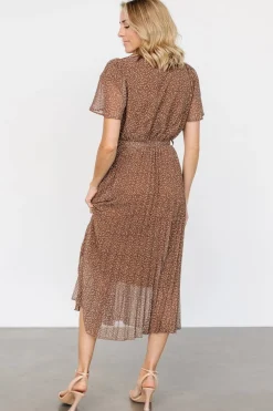 Online Baltic Born Prim Pleated Dress | Dusty Brown Print DustyBrownPrint