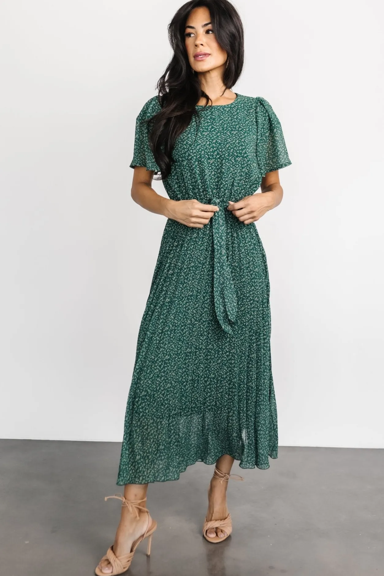 Online Baltic Born Prim Pleated Dress | Green Print GreenPrint