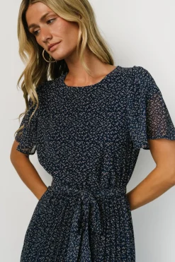 New Baltic Born Prim Pleated Dress | Navy Print NavyPrint