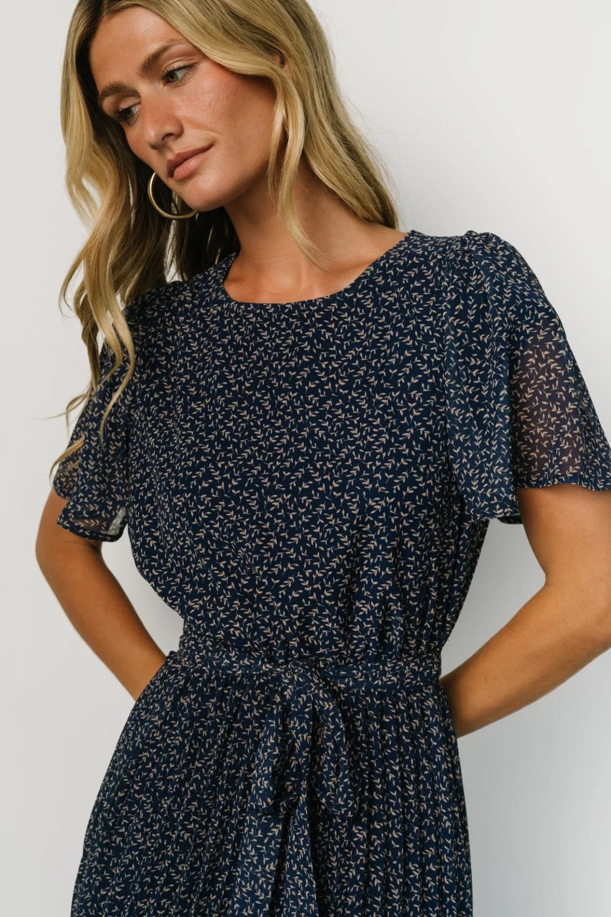 New Baltic Born Prim Pleated Dress | Navy Print NavyPrint