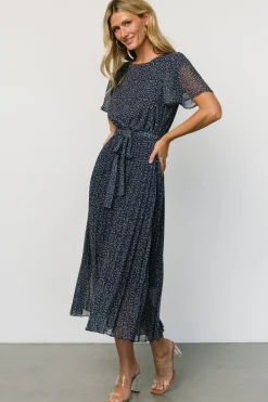 New Baltic Born Prim Pleated Dress | Navy Print NavyPrint