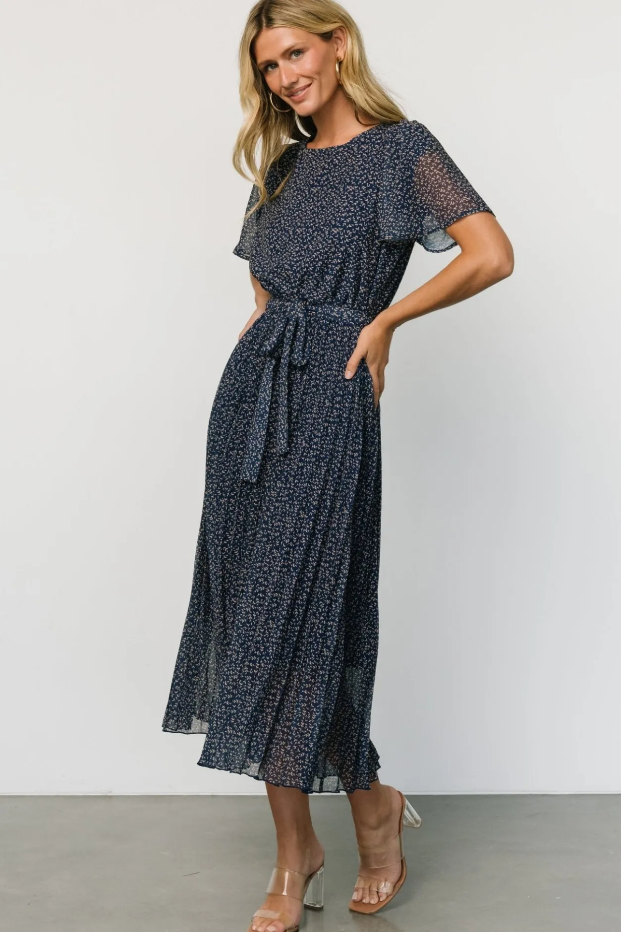New Baltic Born Prim Pleated Dress | Navy Print NavyPrint