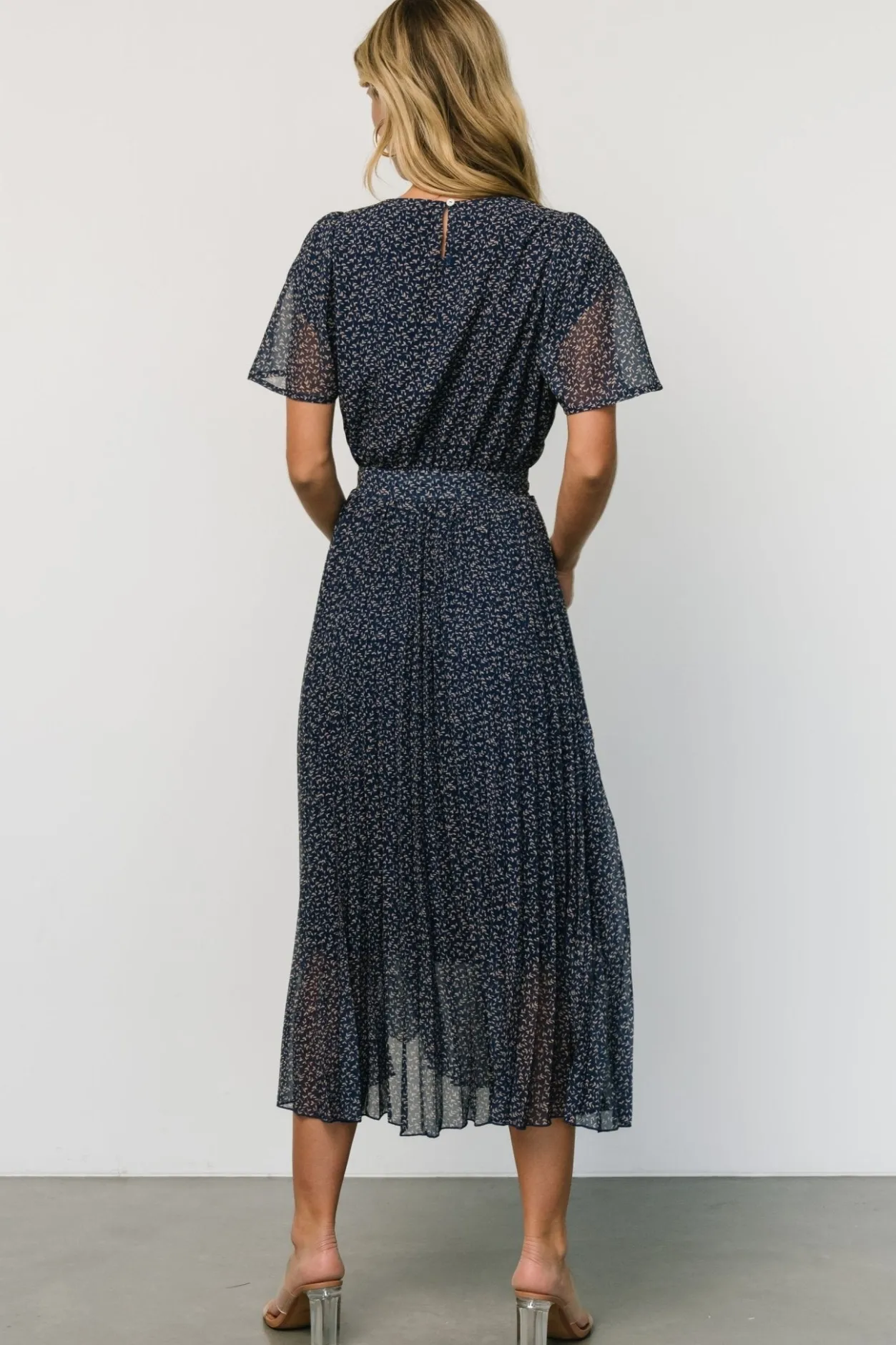 New Baltic Born Prim Pleated Dress | Navy Print NavyPrint
