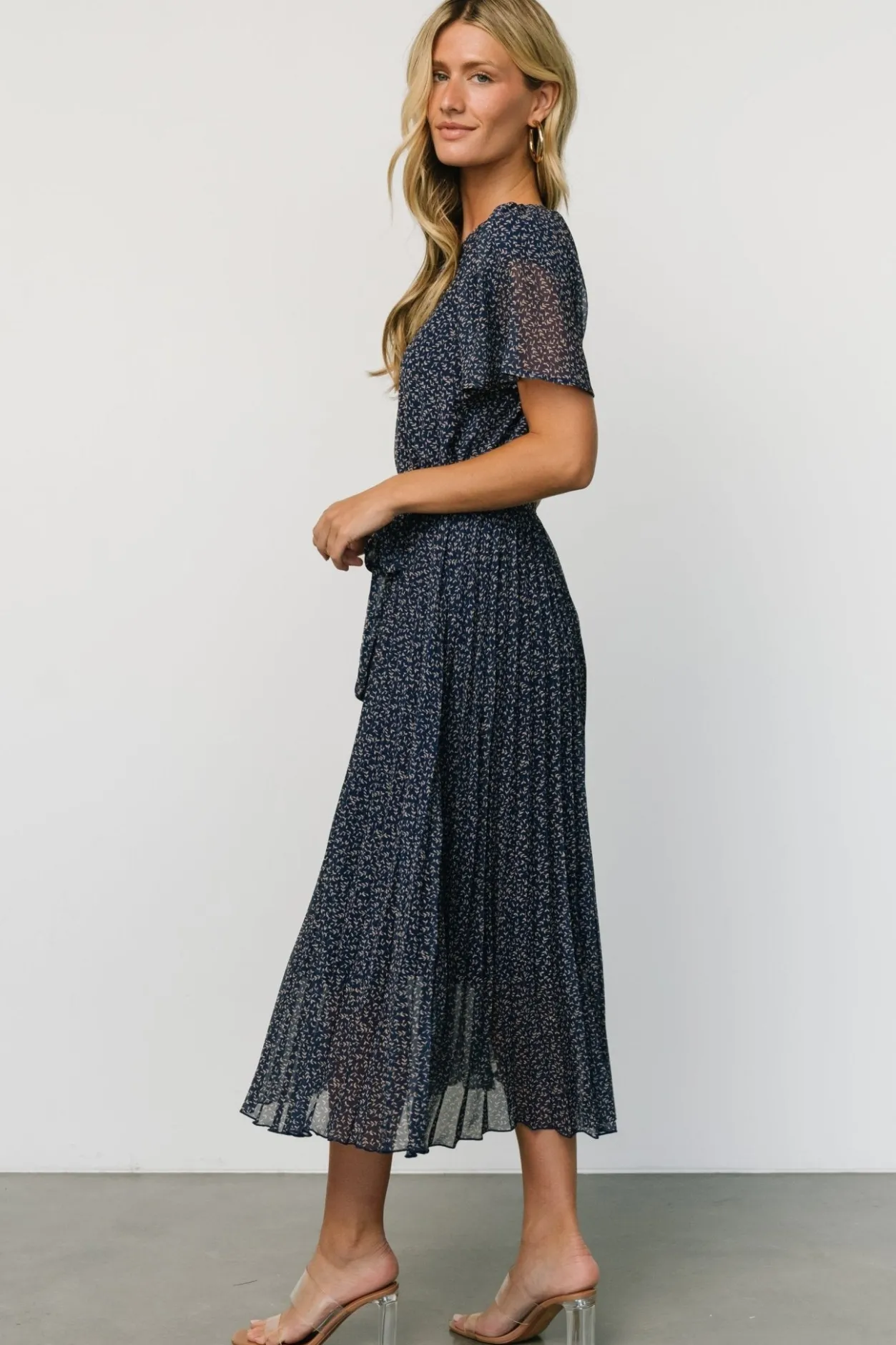 New Baltic Born Prim Pleated Dress | Navy Print NavyPrint