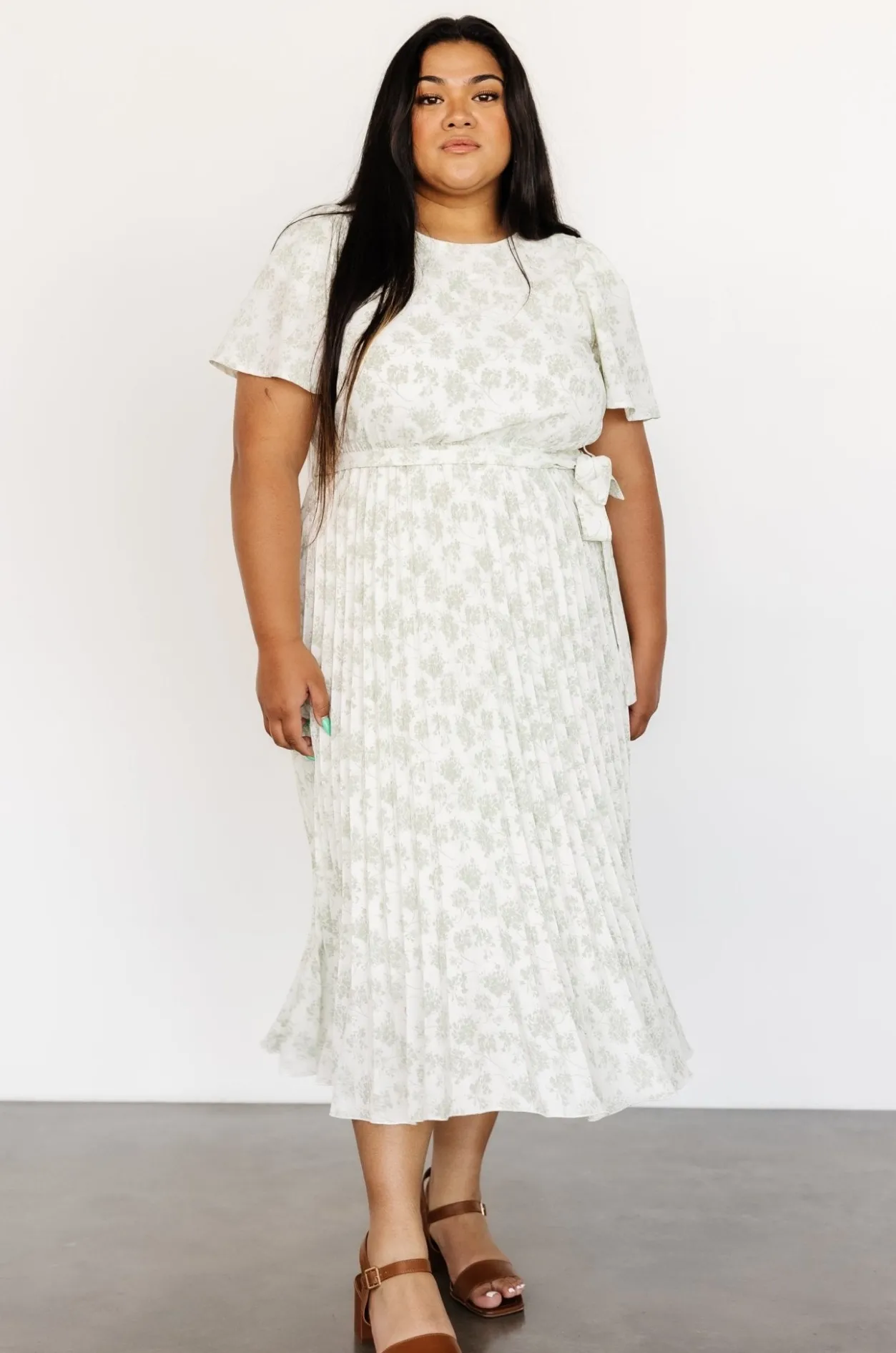 Hot Baltic Born Prim Pleated Dress | Vintage Olive Print VintageOlivePrint