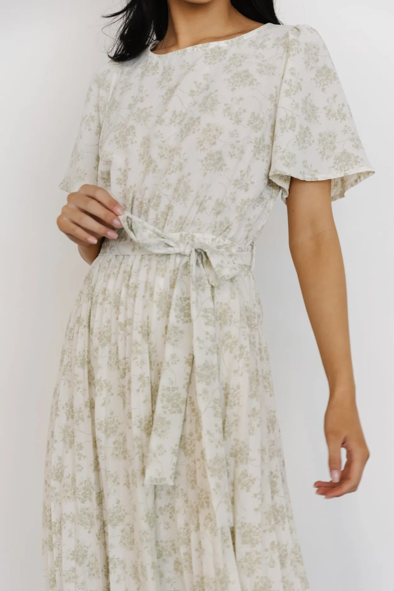 Hot Baltic Born Prim Pleated Dress | Vintage Olive Print VintageOlivePrint