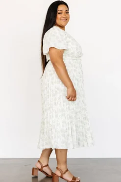 Hot Baltic Born Prim Pleated Dress | Vintage Olive Print VintageOlivePrint