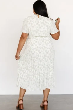 Hot Baltic Born Prim Pleated Dress | Vintage Olive Print VintageOlivePrint