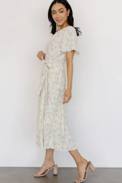 Hot Baltic Born Prim Pleated Dress | Vintage Olive Print VintageOlivePrint
