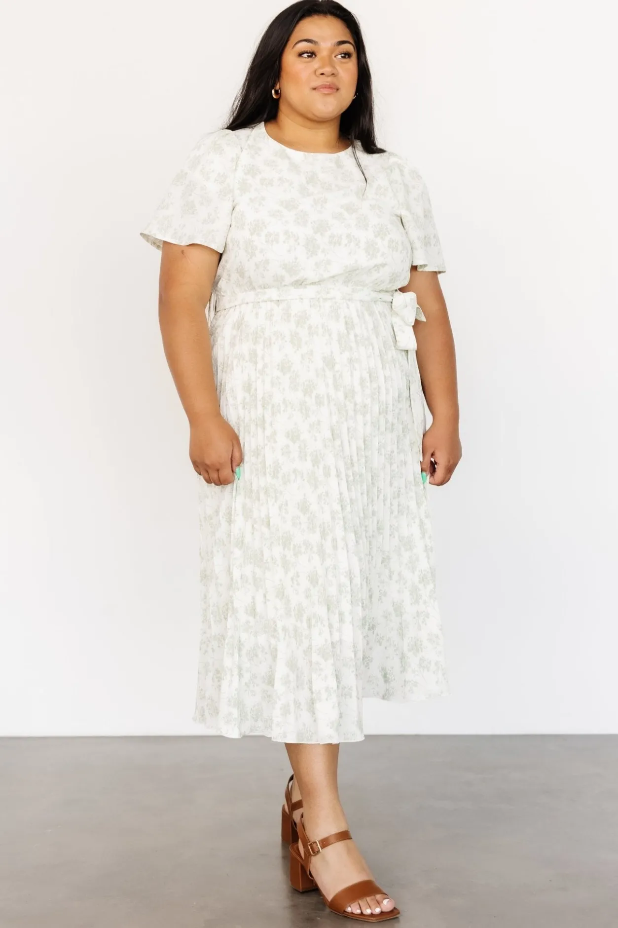 Hot Baltic Born Prim Pleated Dress | Vintage Olive Print VintageOlivePrint