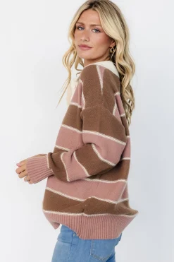 Discount Baltic Born Priya Striped Sweater | Mauve + Mocha Mauve+Mocha