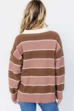 Discount Baltic Born Priya Striped Sweater | Mauve + Mocha Mauve+Mocha