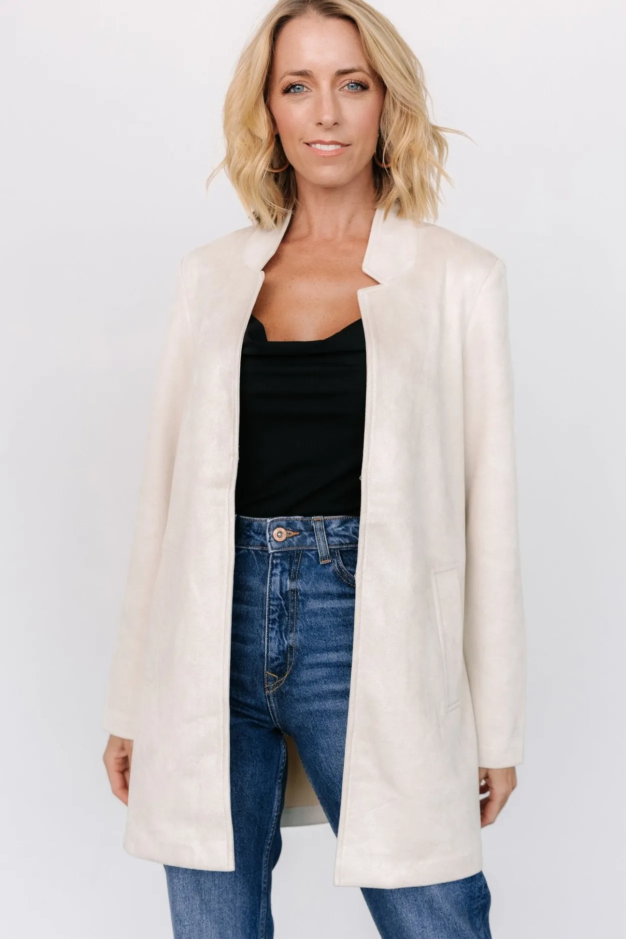 New Baltic Born Queenie Faux Suede Jacket | Oatmeal